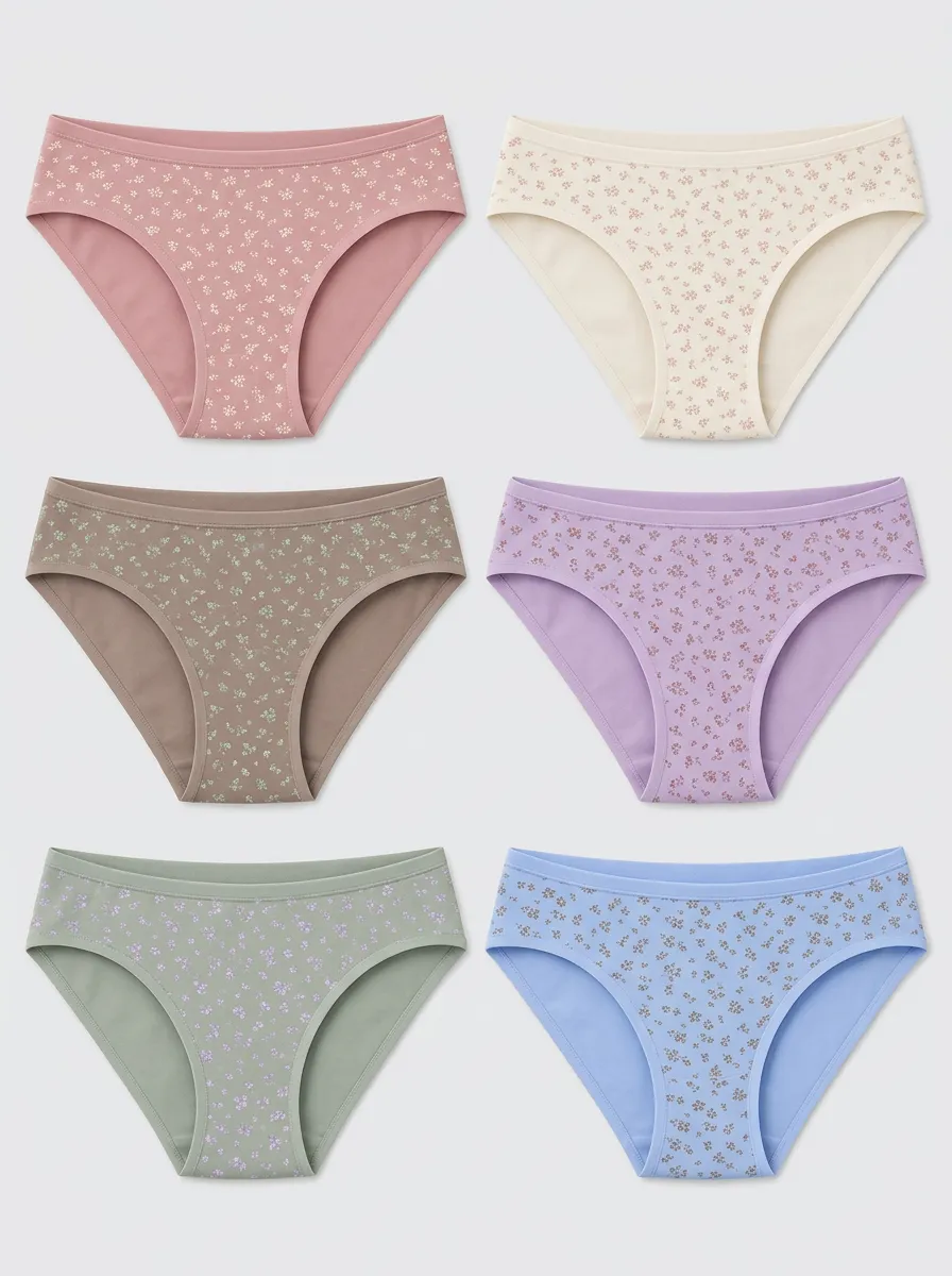 Women's Multicolor Floral Patterned Bikini Briefs 6-Pack