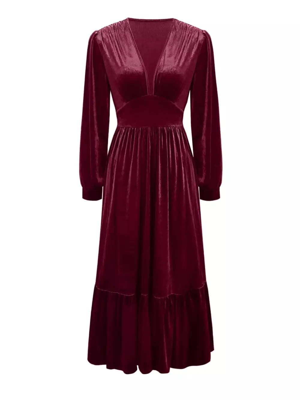 Textured Detail Ruffle Long Sleeve Dress