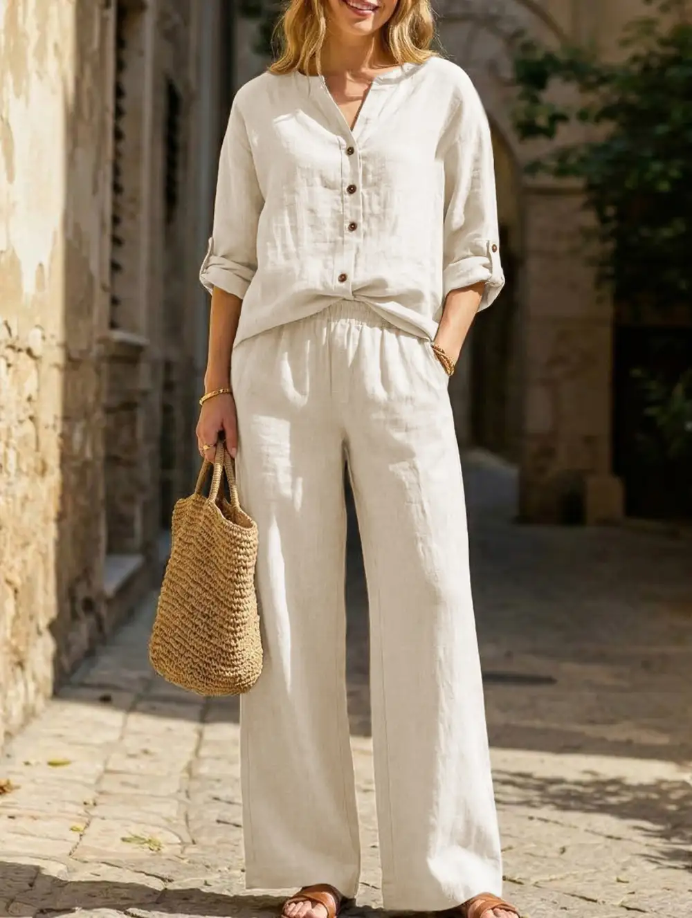 Wide-Leg Pants Set