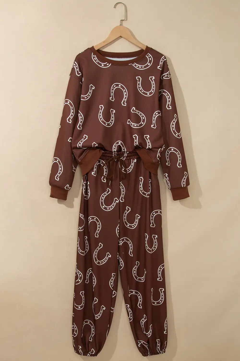 Women's Western Print Elastic Waist Pocket Two Piece Pant Set