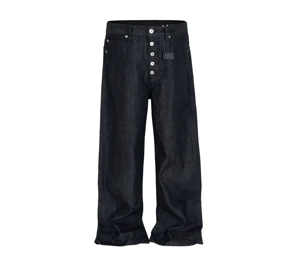 Multi-Button Wide Jeans