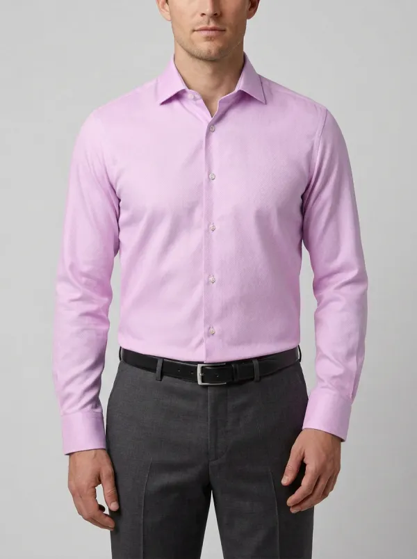 Men's Business Professional Light Blue Textured Dress Shirt