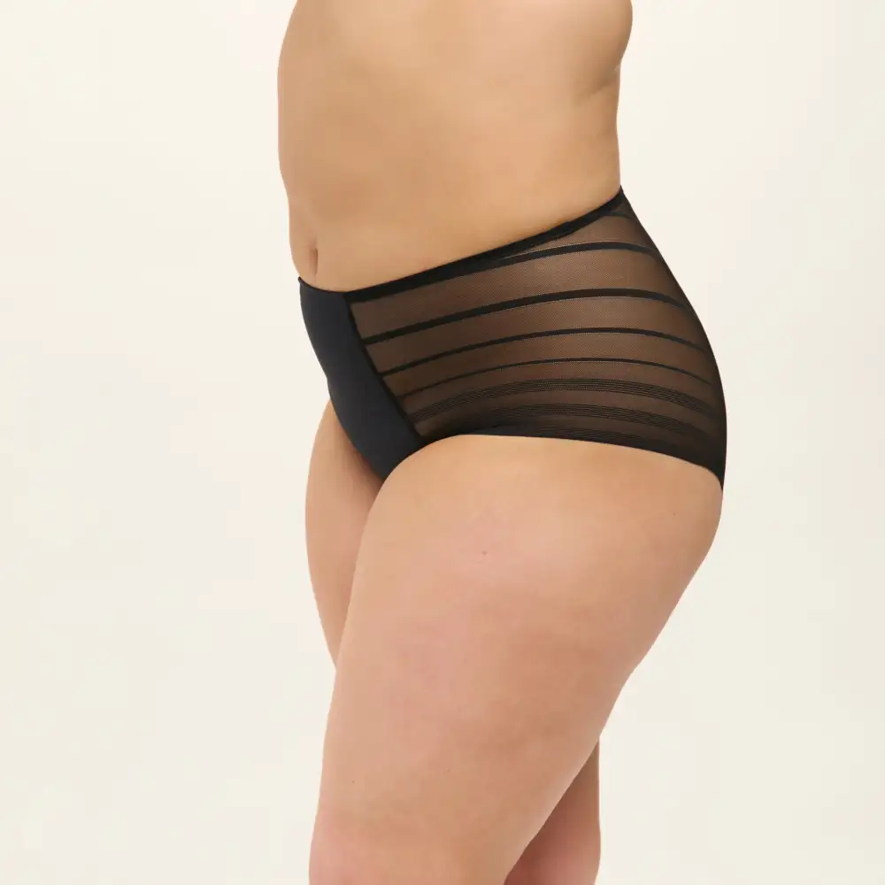 Women's Seamless Elastic Waistband Mesh Striped Shaping Supportive Fit Brief Panty