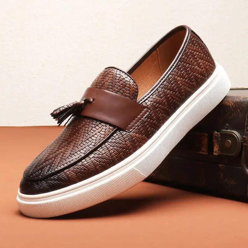 Leather Tassel Slip-On Shoes