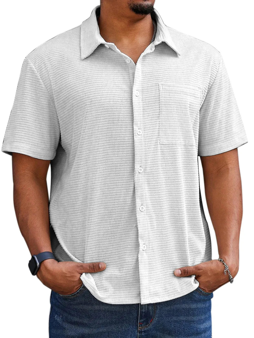Textured Knit Short Sleeve Shirt