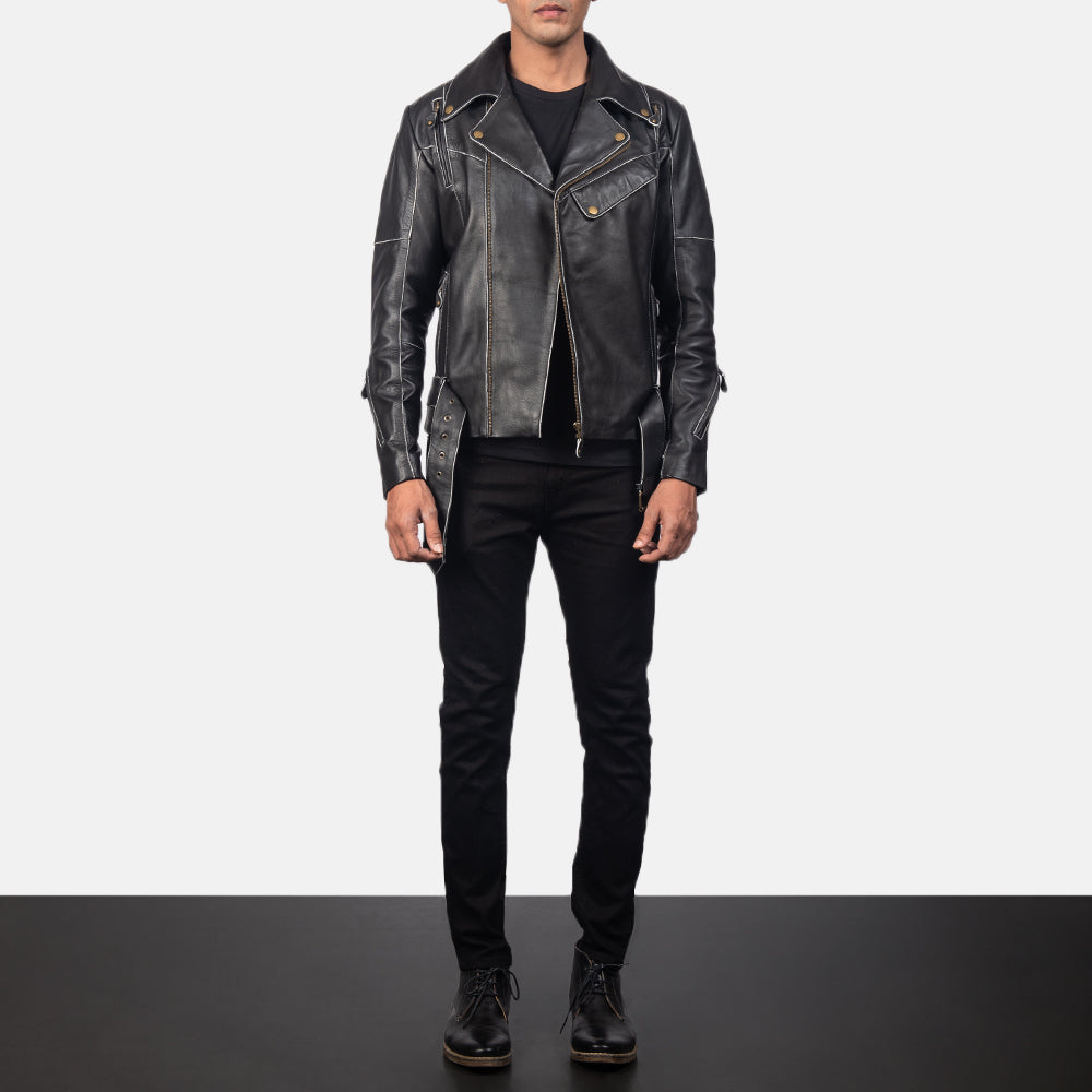 Men's Bold Profile Biker Leather Jacket
