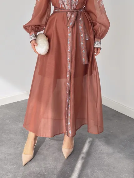 Casual Print Chiffon Sheer Maxi Dress