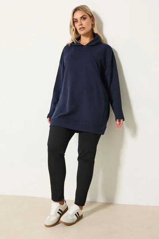 Navy Blue Seam Detail Hoodie