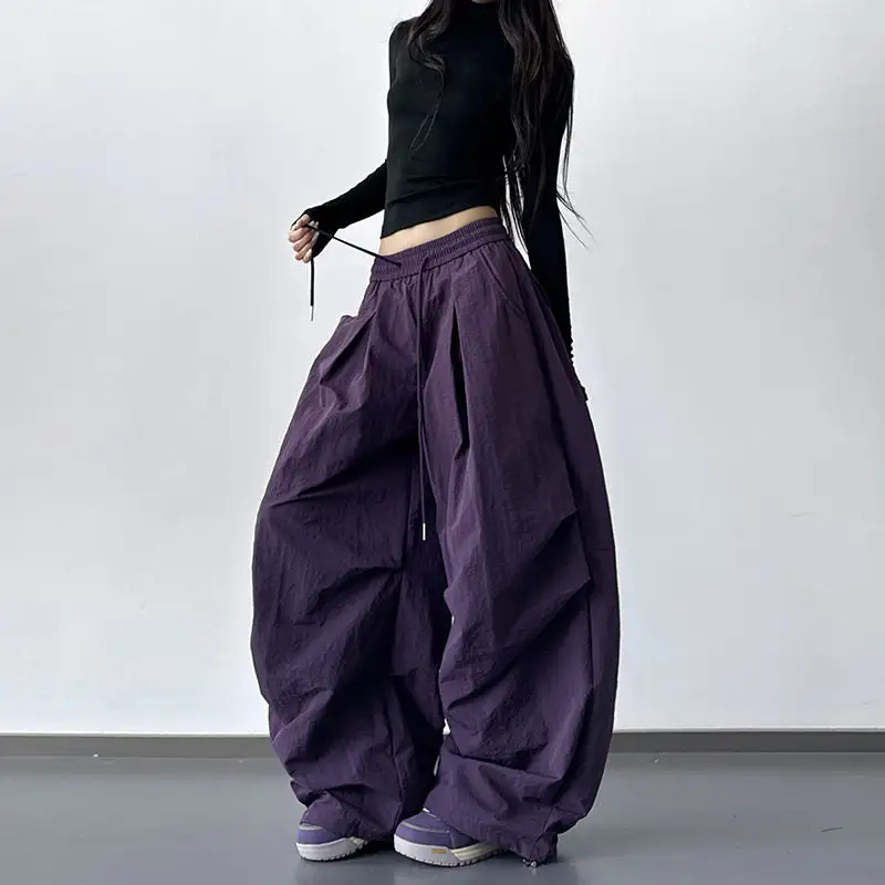 Drawstring Wide Leg Quick Dry Cargo Pants