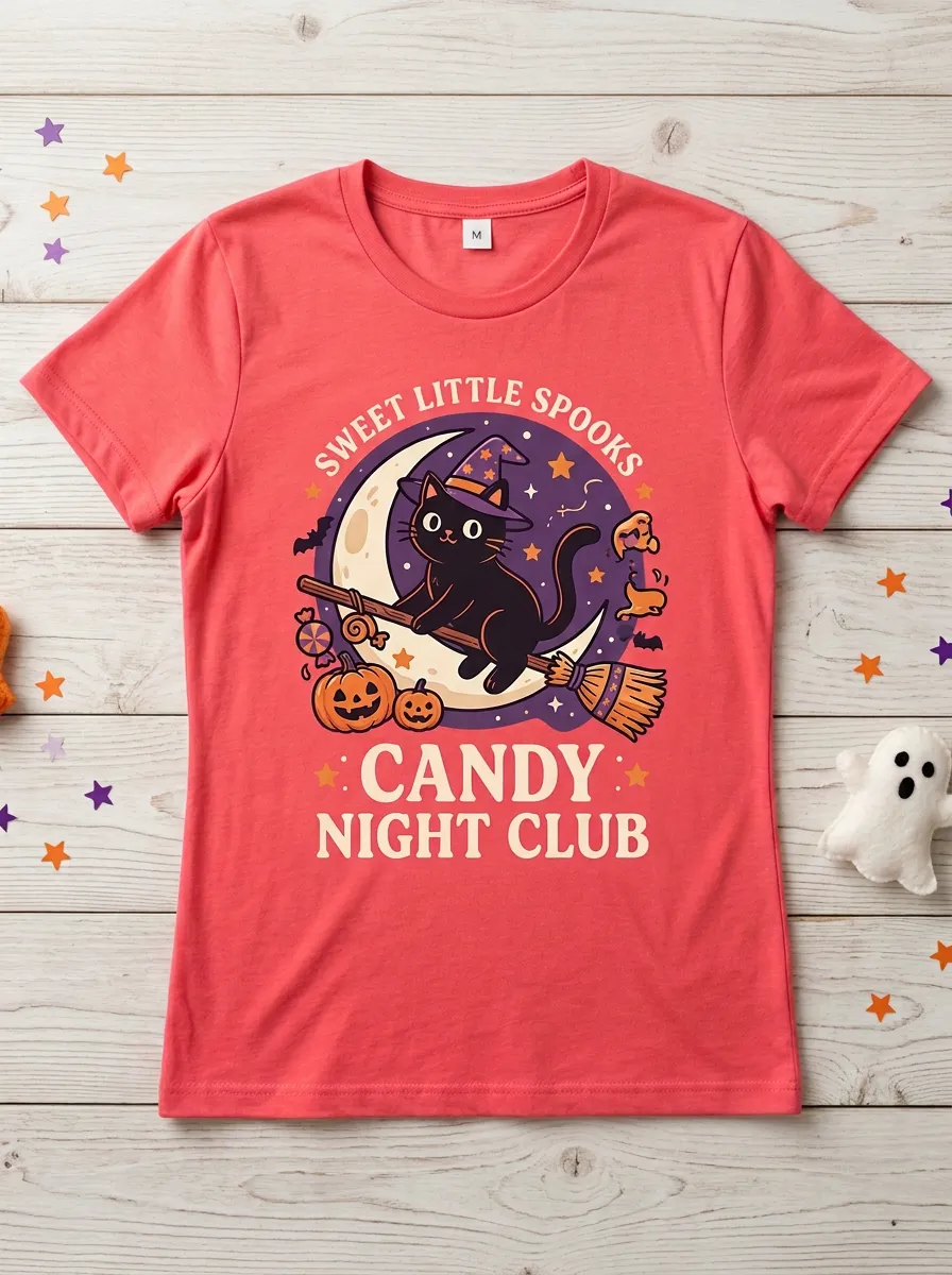 Pumpkin Moon Witch Halloween Graphic T-Shirt