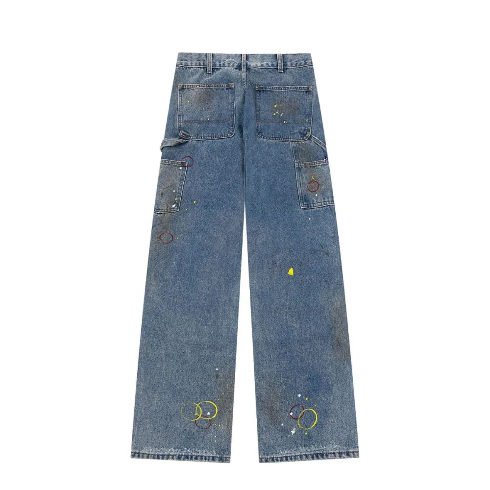 Ripped Splatter Print Denim Jeans