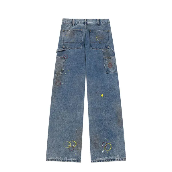 Ripped Splatter Print Denim Jeans