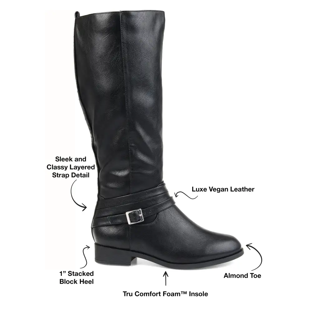 Layered Strap Mid Calf Boots