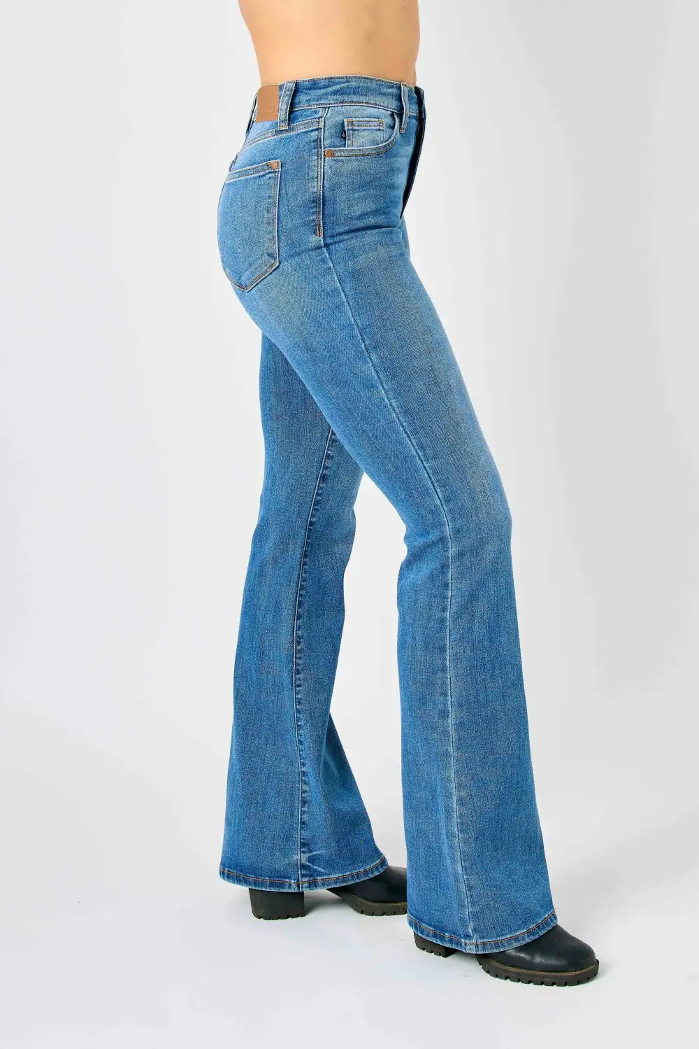 Contoured Flare Leg Denim Jeans