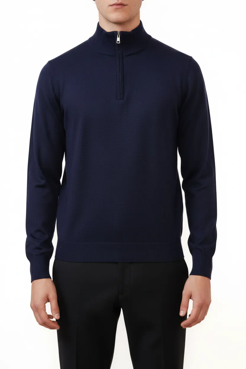 Classic Viscose Refined Half Zip Sweater