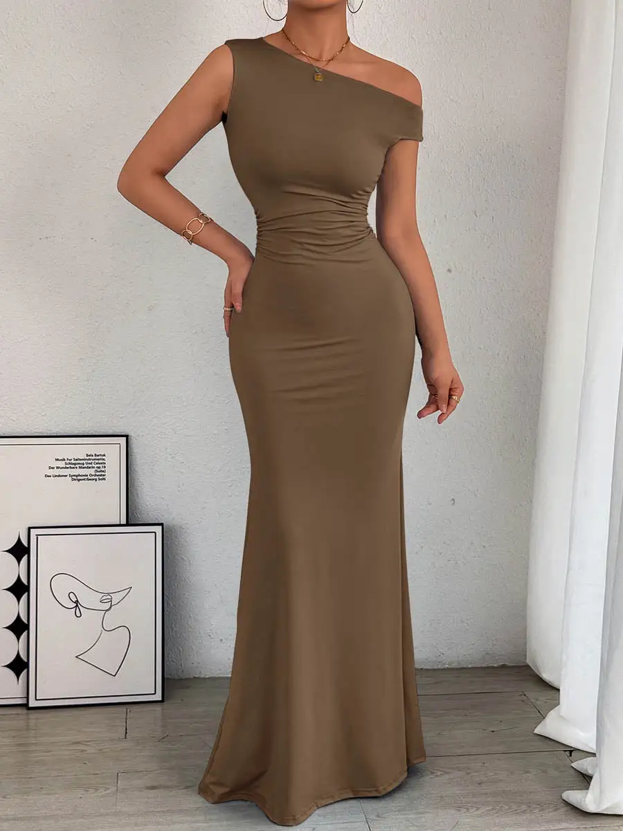 Waisted Pleated Maxi Dress