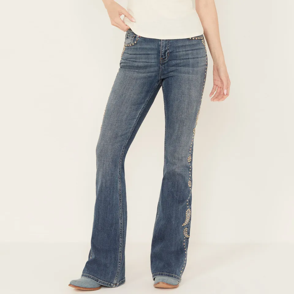 High Rise Bootcut Flare Embroidered Jeans