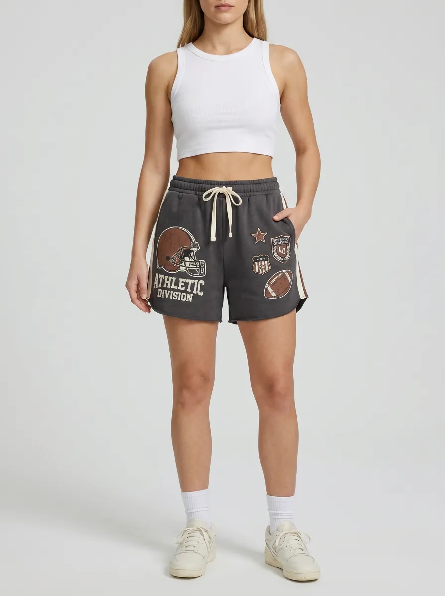 Women's Football Lover Athletic Division Helmet Printed Shorts