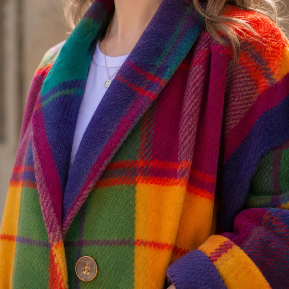 Plaid Notched Lapel Jacket