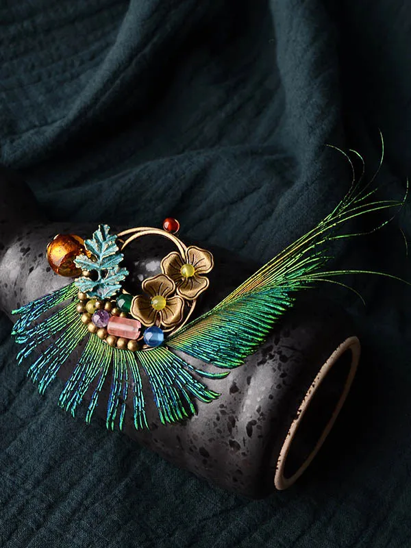Vintage Peacock Feather Brooch