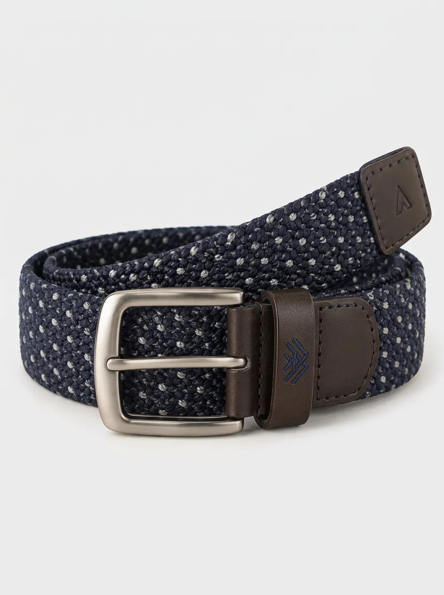 Men's Performance Navy Blue Speckled Stretch Woven Belt