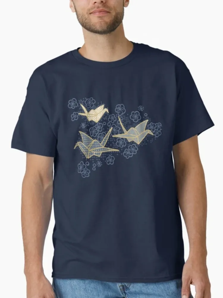 Women's Casual Cultural Origami Print Crew Neck Short-Sleeve T-Shirt