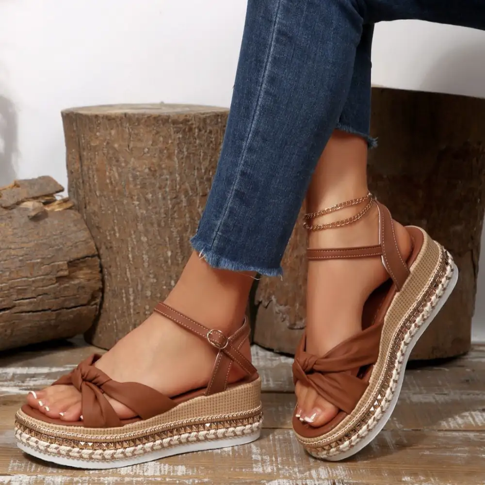 Bow Knot Platform Wedge Sandals