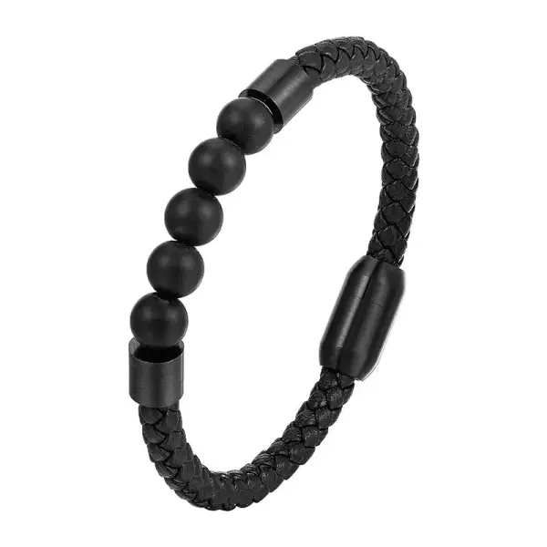 Frosted Stone Lava Rock Tiger Eye Titanium Bracelet
