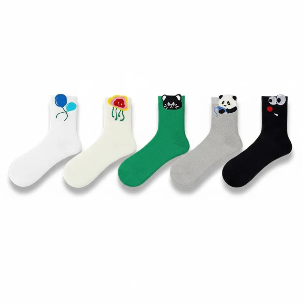 Whimsical Cartoon Cotton Crew Socks