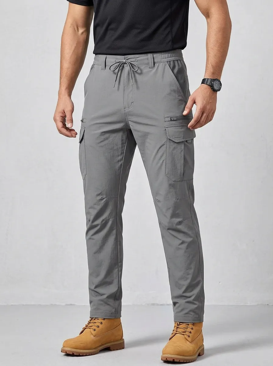 Men's Multi-Pocket Quick-Dry Utility Drawstring Cargo Pants