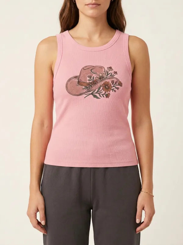 Floral Built-In Bra Tank Top