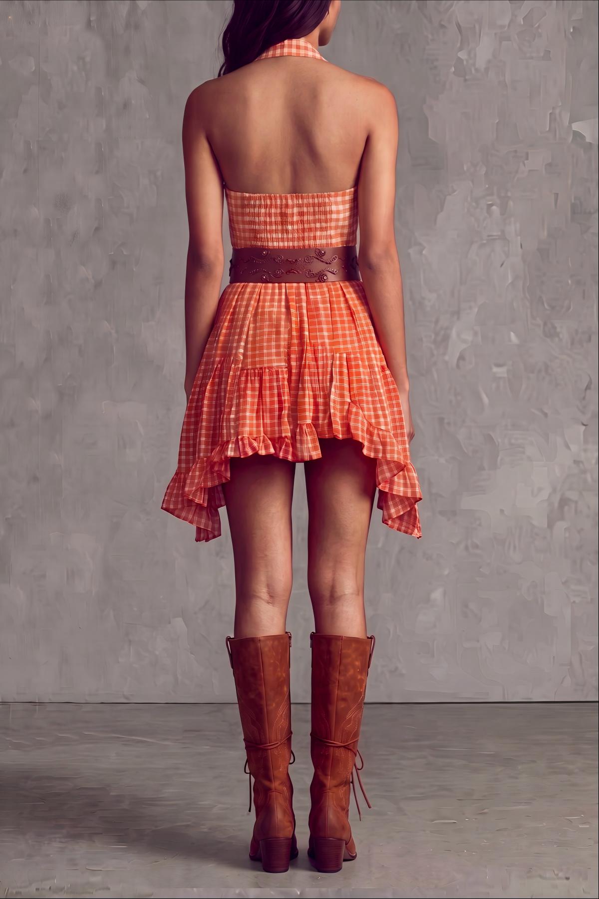 Refined Plunge Neck Mini Dress
