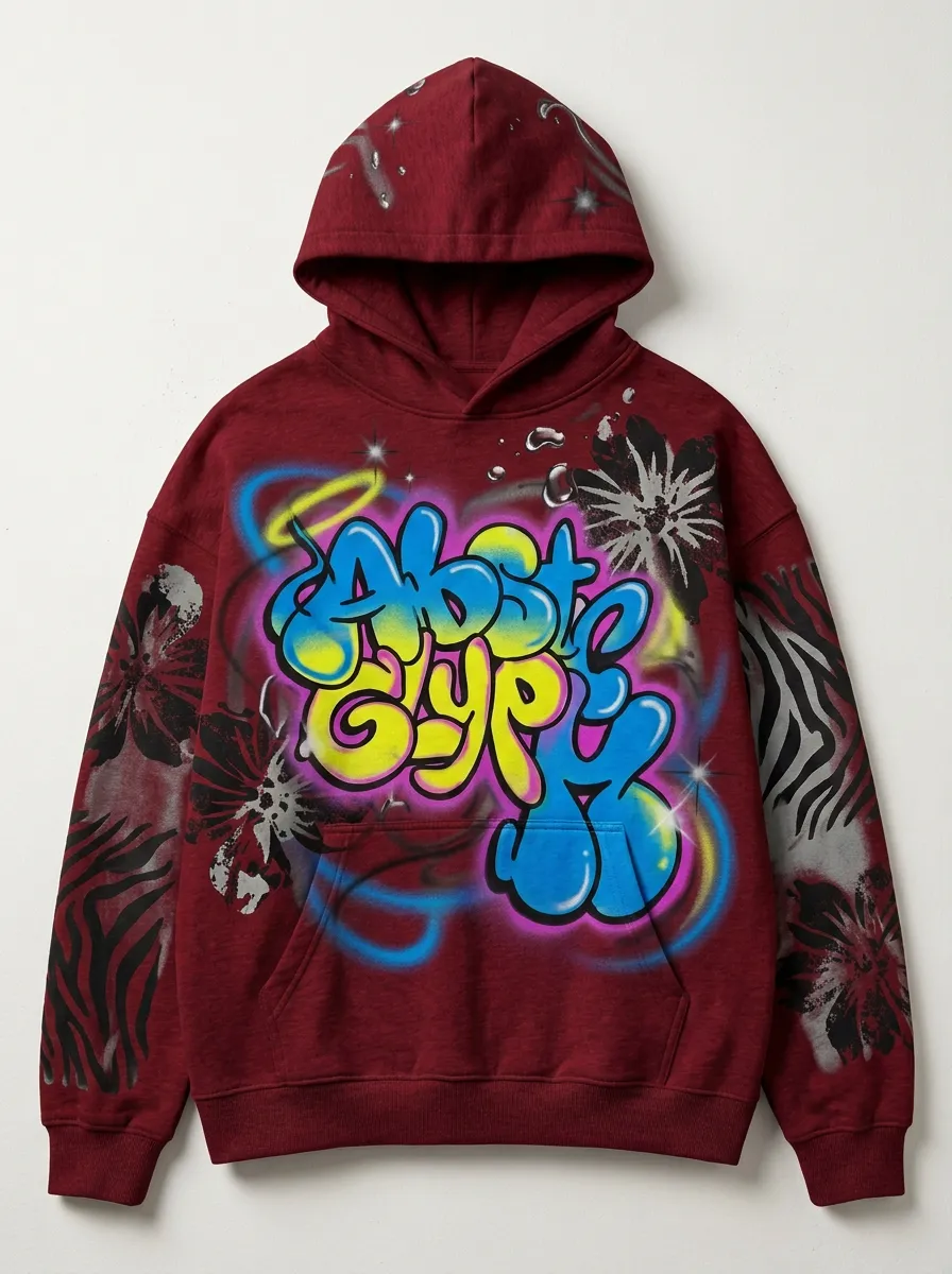 Unisex Static Graffiti Floral Zebra Graphic Hoodie