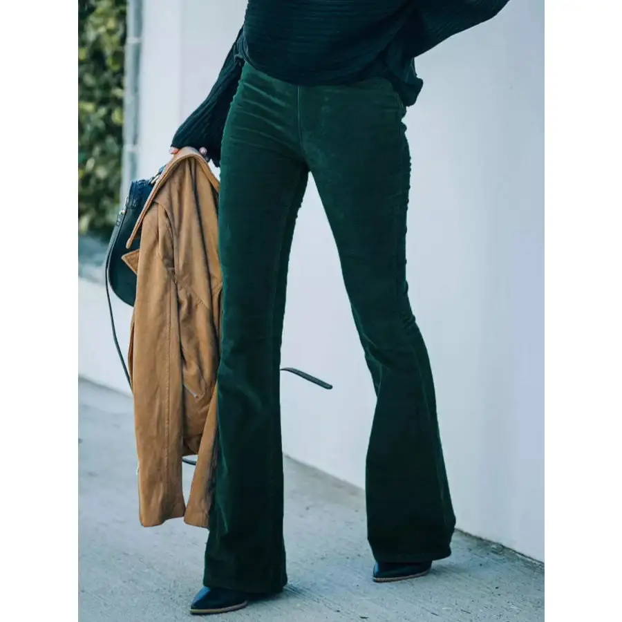 Full Size Corduroy Flare Pants Plus Size
