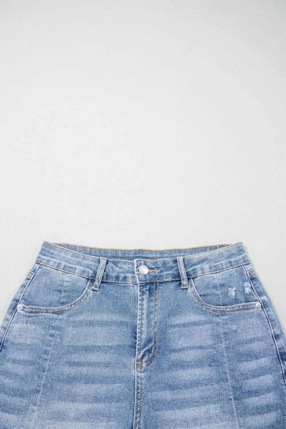 High-Waist Raw-Hem Frayed Denim Shorts