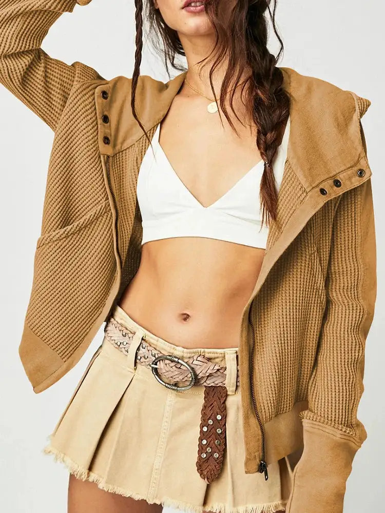 Textured Waffle Knit Jacket