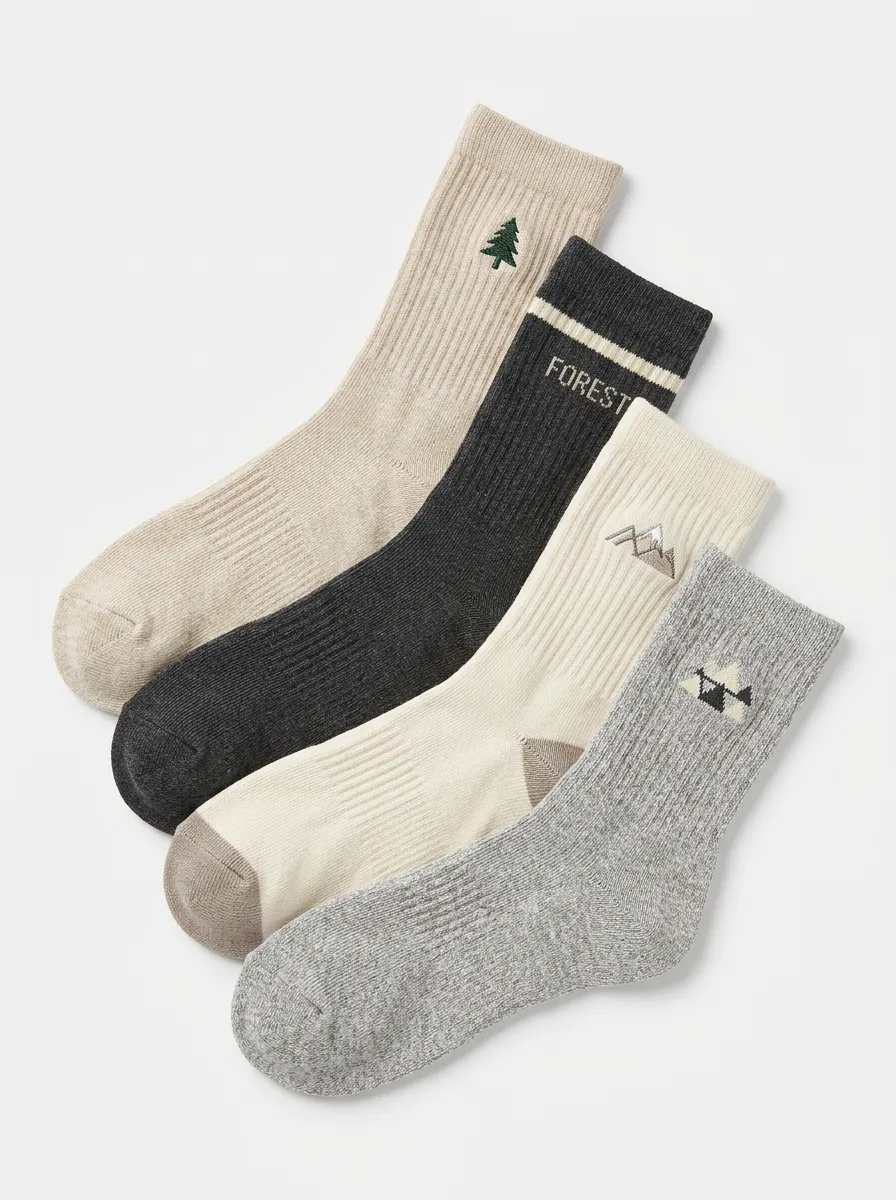 Mountain Forest Nature Men's Four-Pair Long Socks