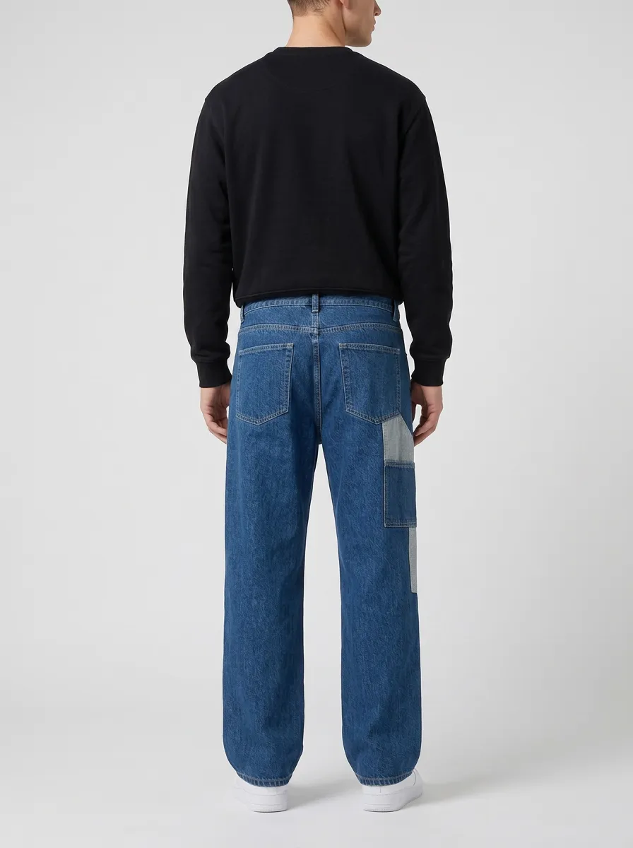 Men's Streetwear Patchwork Printed Wide Leg Jeans