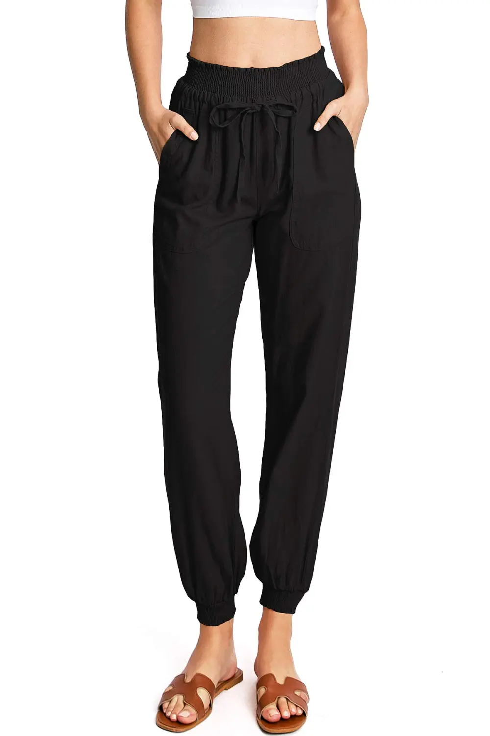Solid Color Smocked Joggers