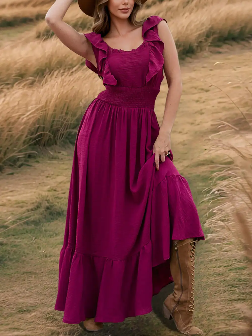 Off-Shoulder Ruffled Maxi Dress