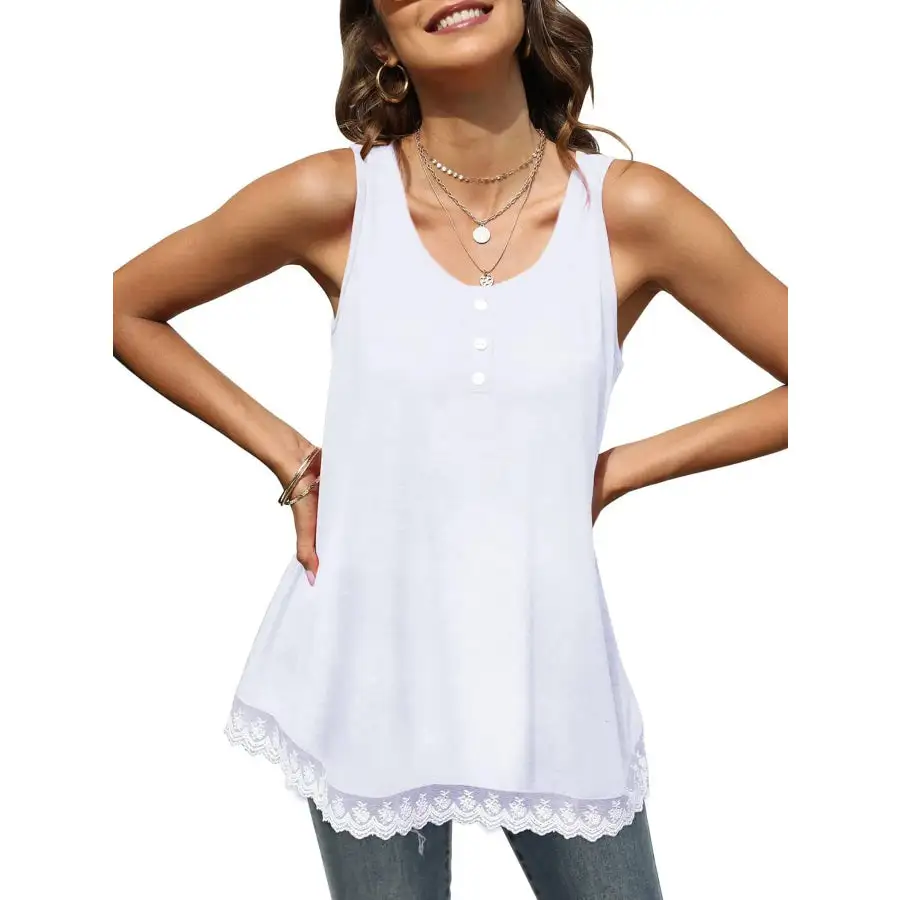 Lace Trim Wide Strap Tank Top