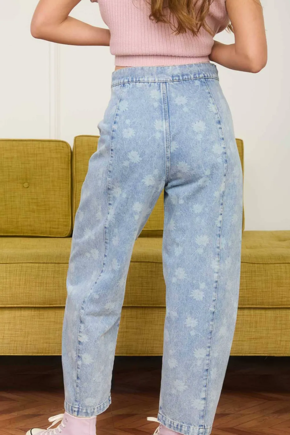 Women's Drawstring Washed Denim Jeans