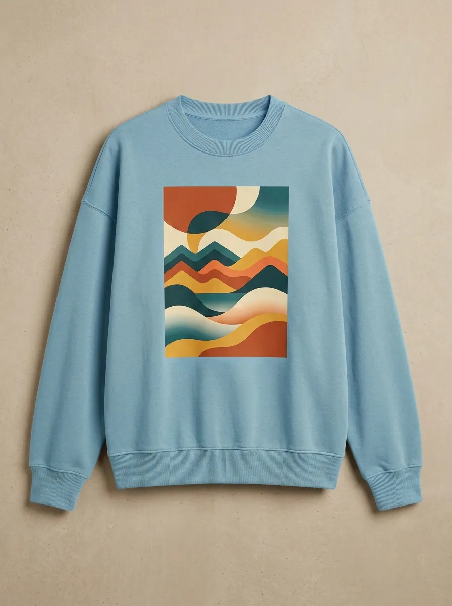 Men's Nature Lover Abstract Mountain Landscape Printed Sweatshirt Everyday Design