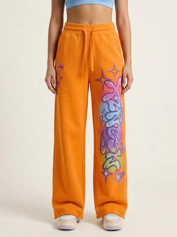 Unisex Modern Streetwear Graffiti Floral Star Sweatpants
