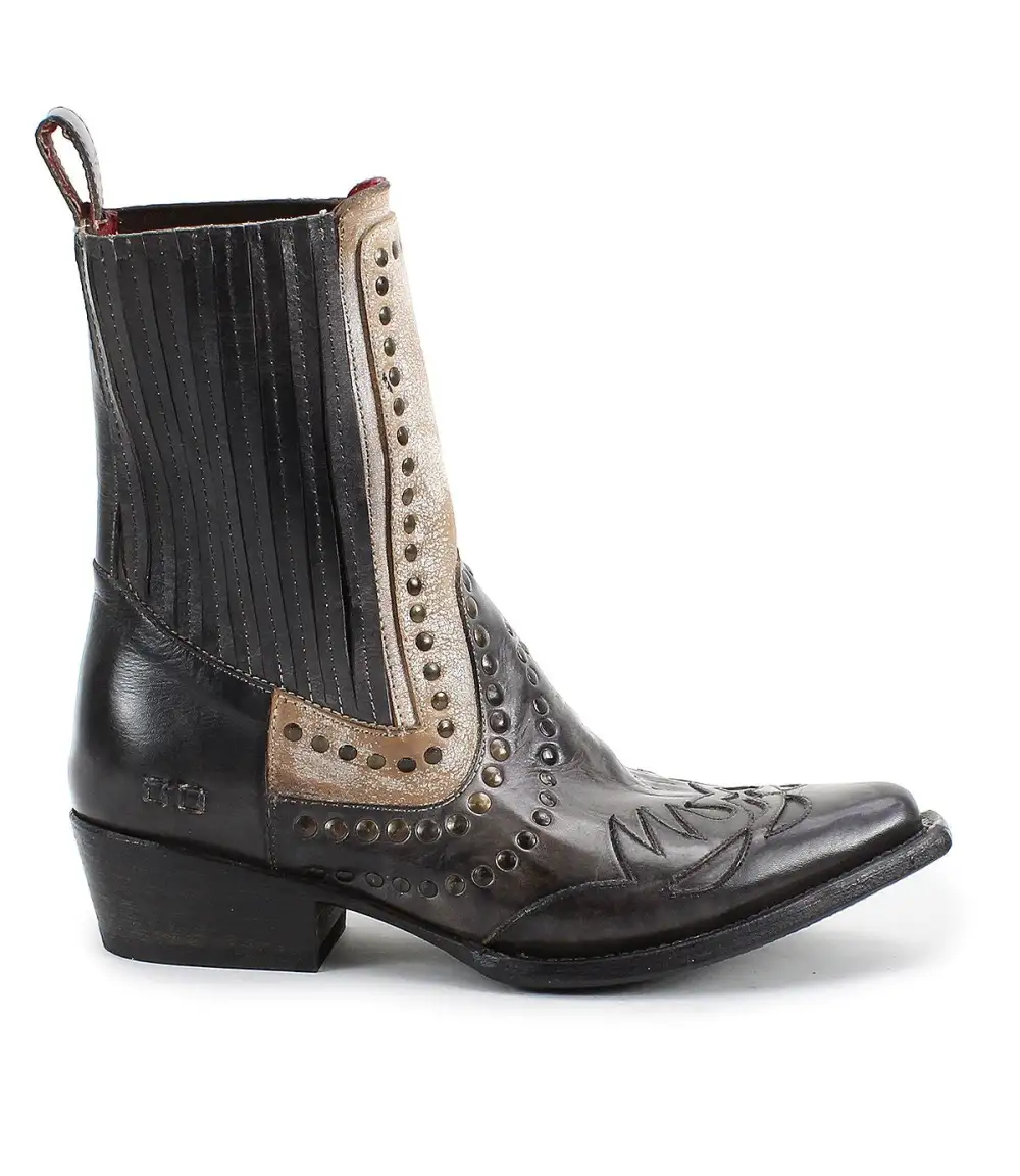 Studded Color-Block Western Boots