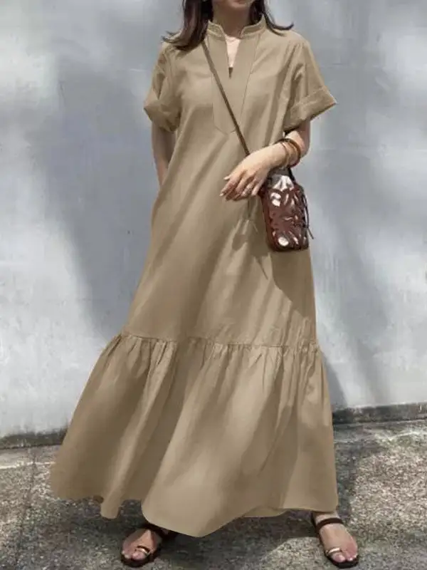 Loose Split Neck Maxi Dress
