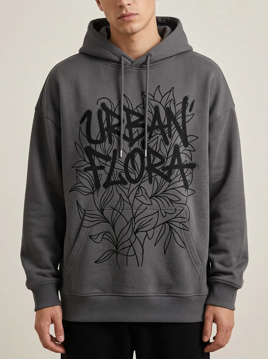 Unisex Urban Flora Graffiti Botanical Hoodie