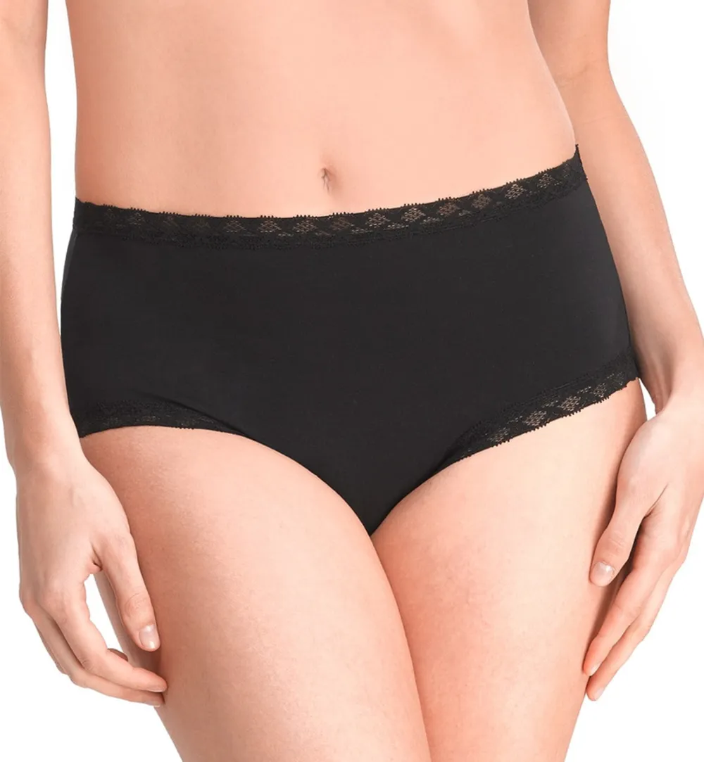 High-Waist Stretch-Lace Cotton Full-Coverage Brief Panty