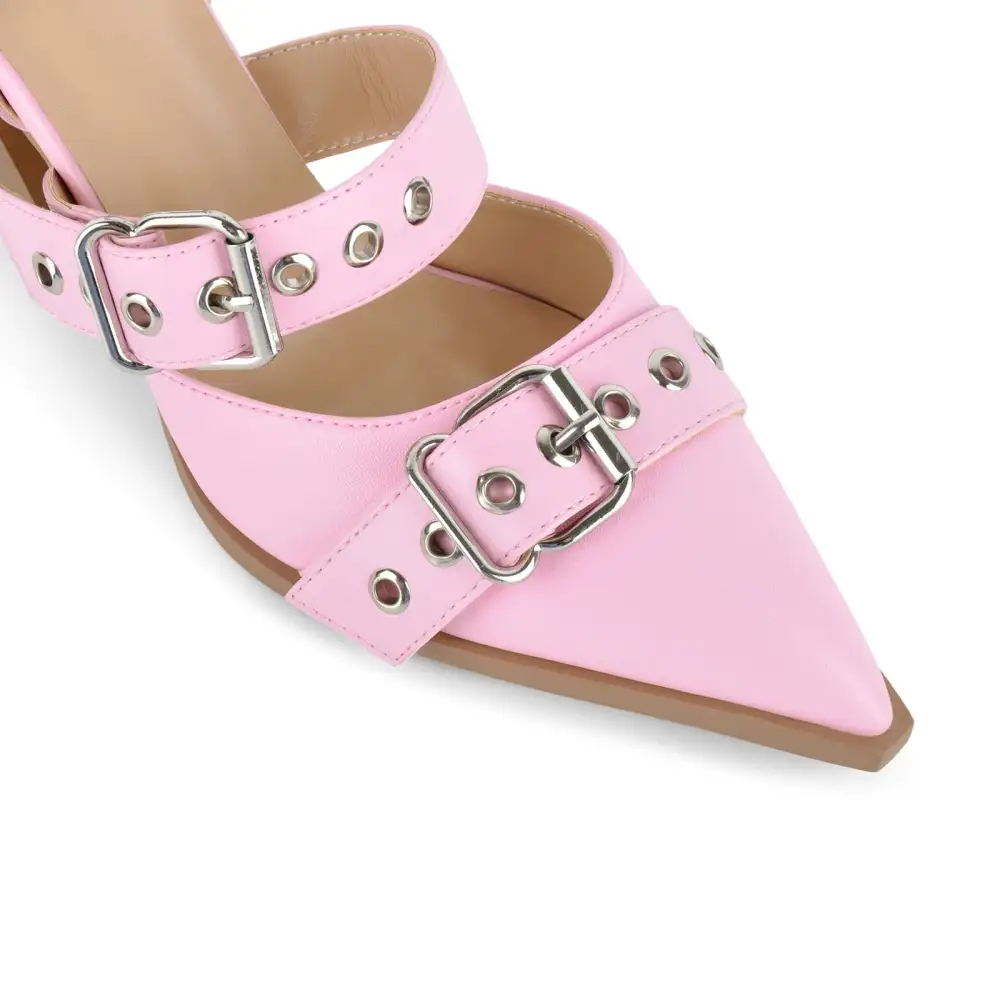 Pointed Toe Chunky Heel Ankle Strap Pumps