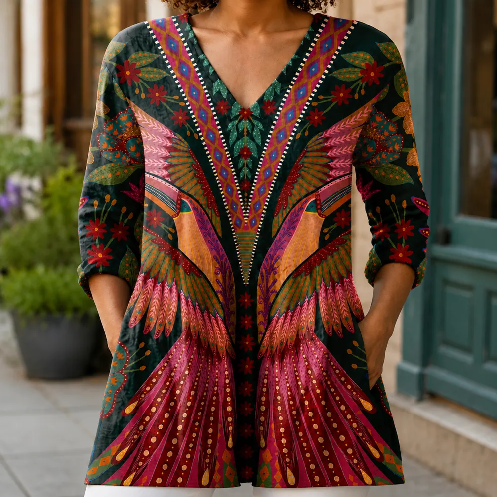 V-Neck Draped Blouse